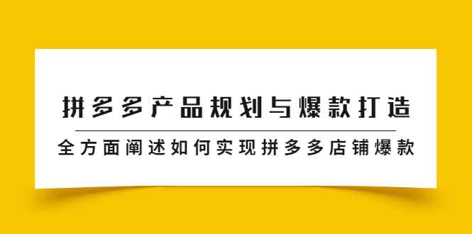 （2181期）拼多多产品规划与爆款打造，全方面阐述如何实现拼多多店铺爆款-咩咩网络