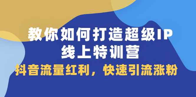 （2093期）教你如何打造超级IP线上特训营，抖音流量红利，快速引流涨粉-咩咩网络