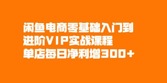 （2082期）闲鱼电商零基础入门到进阶VIP实战课程，单店每日净利增300+-咩咩网络