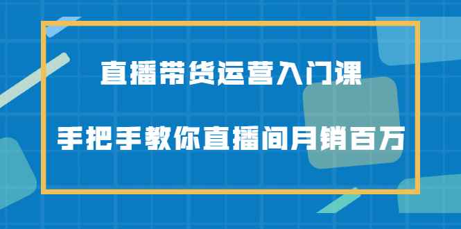 （2078期）直播带货运营入门课，手把手教你直播间月销百万-咩咩网络