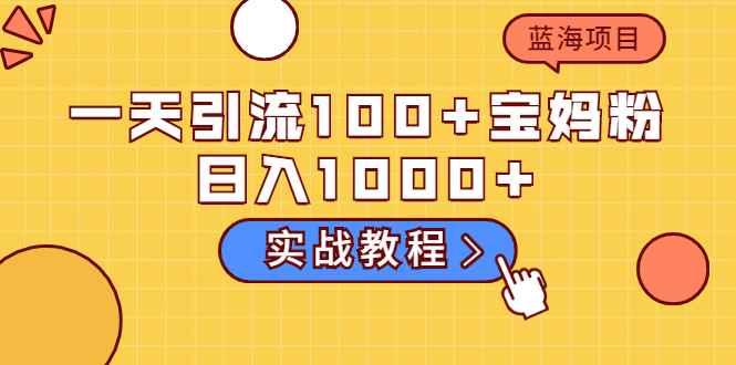 （2036期）一天引流100+宝妈粉，日入1000+马上持续变现 蓝海项目（实战教程）-咩咩网络