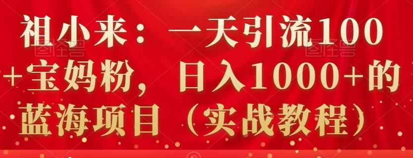 祖小来：一天引流100+宝妈粉，日入1000+的蓝海项目（实战教程）-咩咩网络