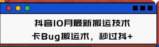 10月抖音最新搬运技术，卡Bug搬运术，秒过抖+【视频课程】-咩咩网络