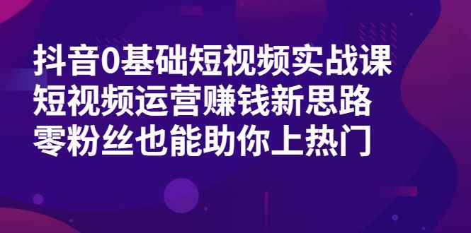 （1985期）抖音0基础短视频实战课，短视频运营赚钱新思路，零粉丝也能助你上热门-咩咩网络