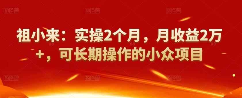 祖小来：实操2个月，月收益2万+，可长期操作的小众项目-咩咩网络