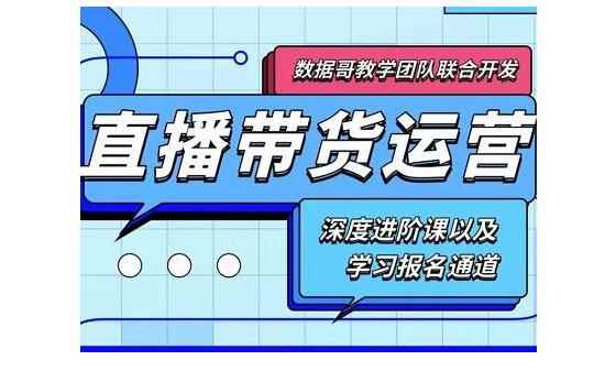 数据哥·新直播带货运营课(含电子资料)：破冷启动、818算法破解、高效率带货等-咩咩网络