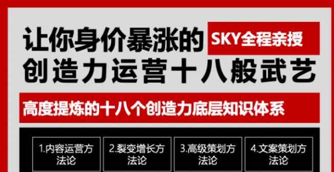 让你的身价暴涨的创造力运营十八般武艺，高度提炼的18个创造力底层知识体系-咩咩网络