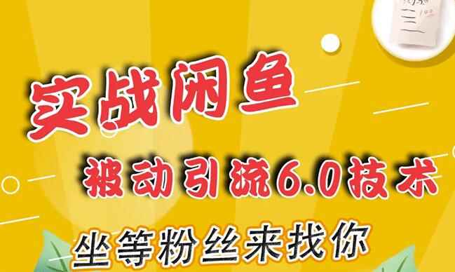 狼叔实战闲鱼被动引流6.0技术，坐等粉丝来找你，打造赚钱的ip(16节课+话术指导)-咩咩网络
