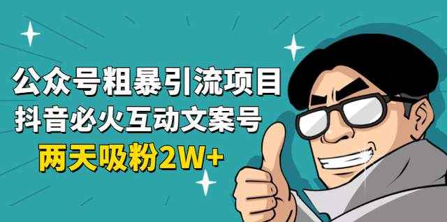公众号粗暴引流项目：抖音必火互动文案号，两天吸粉2W+-咩咩网络
