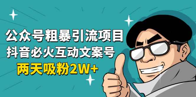 （1632期）公众号粗暴引流项目：抖音必火互动文案号，两天吸粉2W+（可持续操作）-咩咩网络