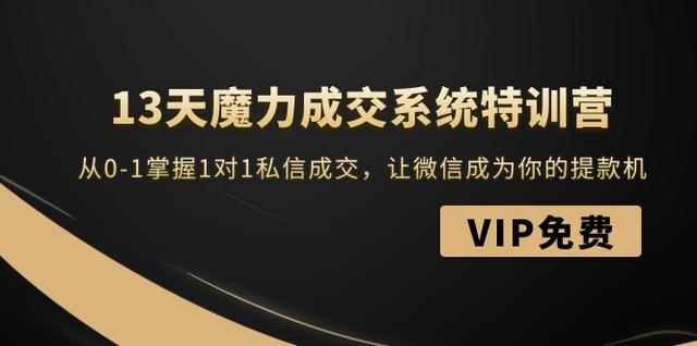 13天魔力成交系统特训营：从0-1掌握1对1私信成交，让微信成为你的提款机-咩咩网络