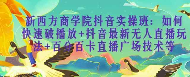 新西方商学院抖音实操班：如何快速破播放+抖音最新无人直播玩法+百分百卡直播广场技术等-咩咩网络