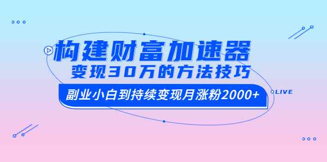 （1461期）构建财富加速器，副业小白到持续变现月涨粉2000+，变现30万的方法技巧-咩咩网络