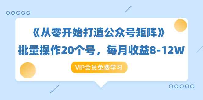 （1419期）《从零开始打造公众号矩阵》批量操作20个号，每月收益大概8-12W（44节课）-咩咩网络