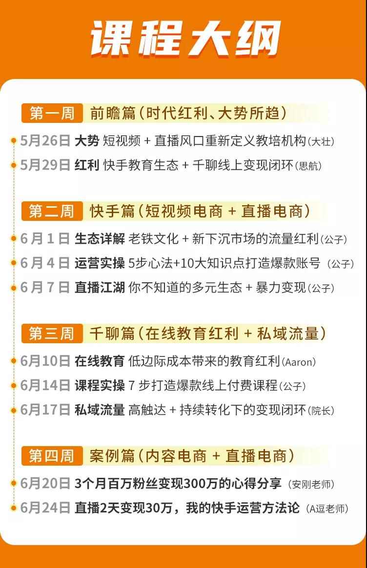 图片[1]-（1378期）30天快手&千聊线上育教涨粉变现营：农村教师卖课赚百万,普通人机会来了-咩咩网络
