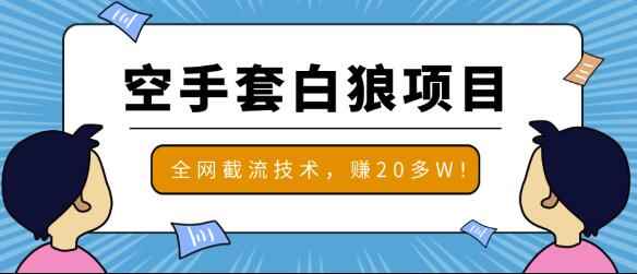 2020最新空手套白狼项目，全网批量截流技术，一个月实战成功赚20多W+-咩咩网络