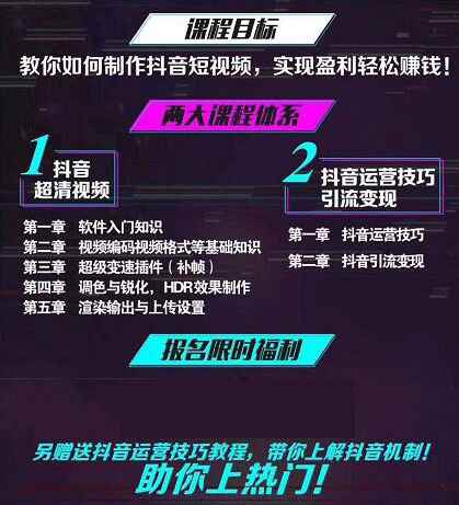 图片[2]-（1106期）CG抖音超抖音超清60帧视频教程方法，零基础教学班（全套课程+工具）-咩咩网络