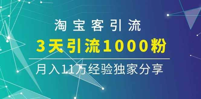 图片[1]-（1102期）淘宝客引流课程：3天引流1000粉，月入11万经验独家分享-咩咩网络