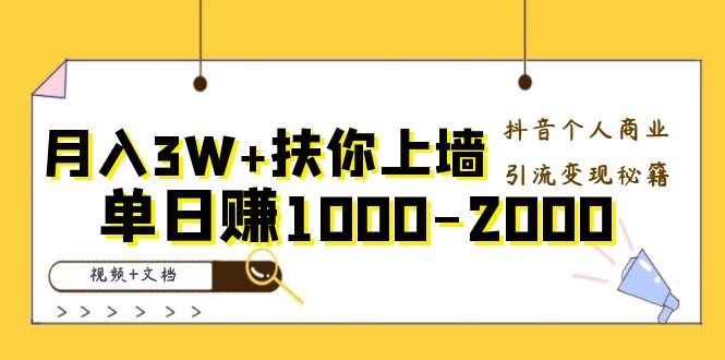 图片[1]-（1098期）月入3W+扶你上墙，抖音个人商业引流变现秘籍，单日赚1000-2000（视频+文档)-咩咩网络