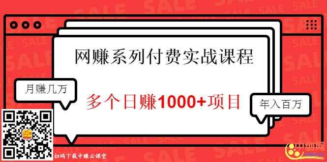 图片[1]-（1017期）网赚系列付费实战课程：多个日赚1000+项目，全是干货！-咩咩网络