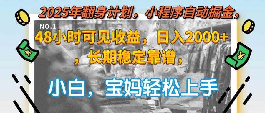 （15082期）2025年翻身计划，小程序自动掘金48小时可见收益，日入2000+，长期稳定…-咩咩网络