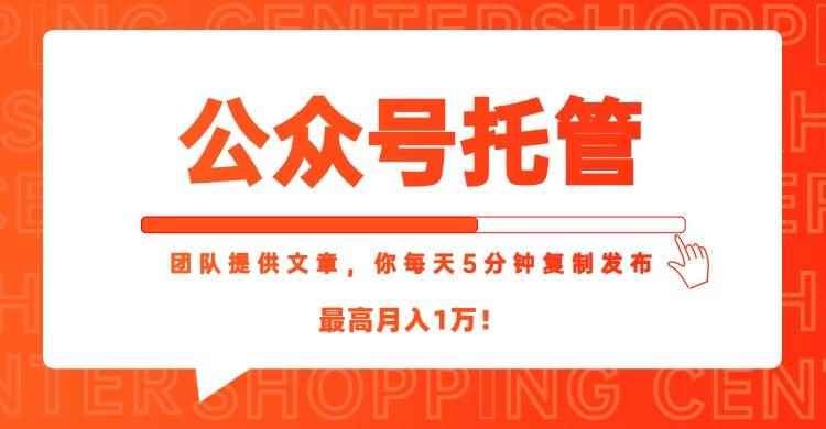 （15109期）【公众号托管 】我提供文章，你每天５分钟复制发布，最高月入1W-咩咩网络