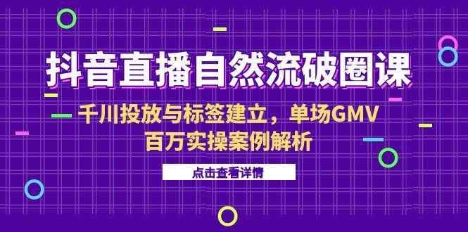 （15136期）抖音直播自然流破圈课-6月，千川投放与标签建立，单场GMV百万实操案例解析-咩咩网络