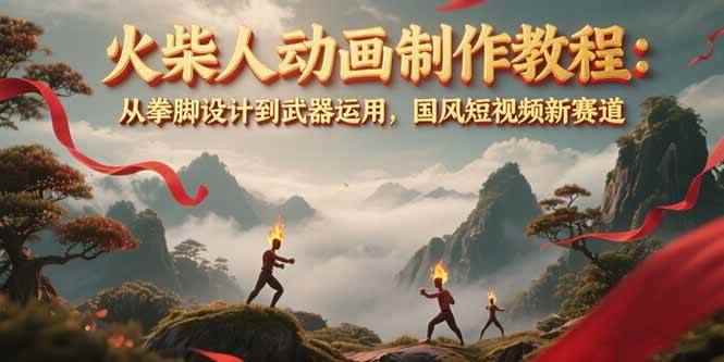 （15171期）火柴人动画制作教程：从拳脚设计到武器运用，国风短视频新赛道-咩咩网络