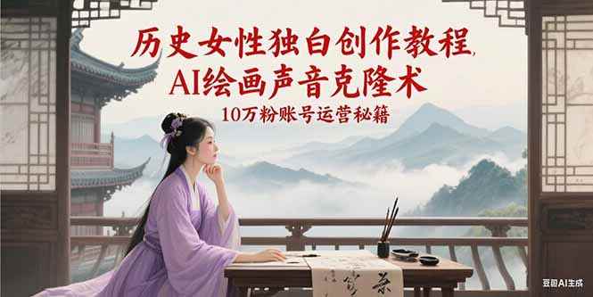 （15186期）历史女性独白创作教程，AI绘画声音克隆术，10万粉账号运营秘籍-咩咩网络