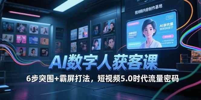 （15247期）AI数字人获客课，6步突围+霸屏打法，短视频5.0时代流量密码-咩咩网络