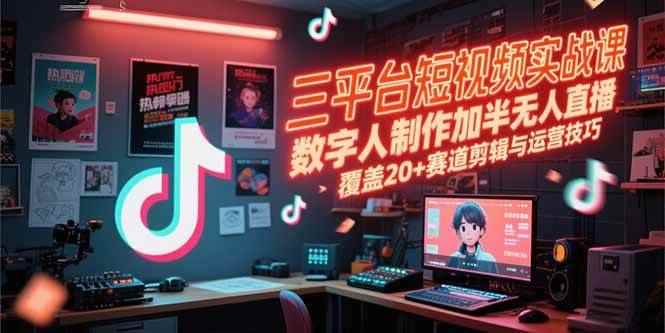 （15265期）三平台短视频实战课，数字人制作加半无人直播，覆盖20+赛道剪辑与运营技巧-咩咩网络