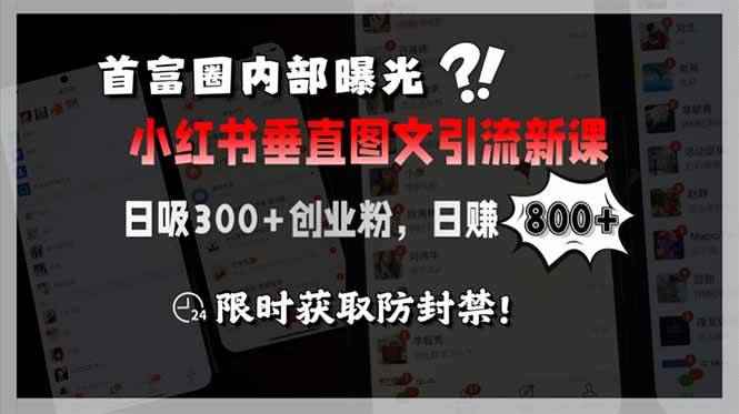 （15313期）首富圈内部曝光小红书垂直图文引流新课，日吸300+创业粉，日赚800+，限…-咩咩网络