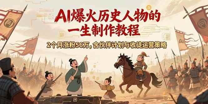 （15336期）AI历史人物赛道课程，2个月涨粉56万，含伙伴计划与收徒运营策略-咩咩网络