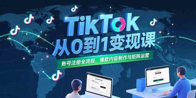 （15346期）TikTok从0到1变现课，账号注册全流程，爆款内容制作与矩阵运营-咩咩网络