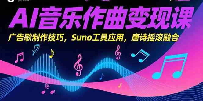 （15370期）AI音乐作曲变现课，广告歌制作技巧，Suno工具应用，唐诗摇滚融合-咩咩网络