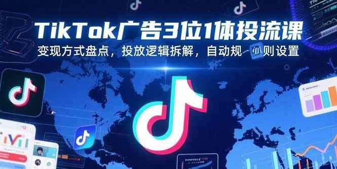 （15460期）TikTok广告3位1体投流课，变现方式盘点，投放逻辑拆解，自动规则设置-咩咩网络