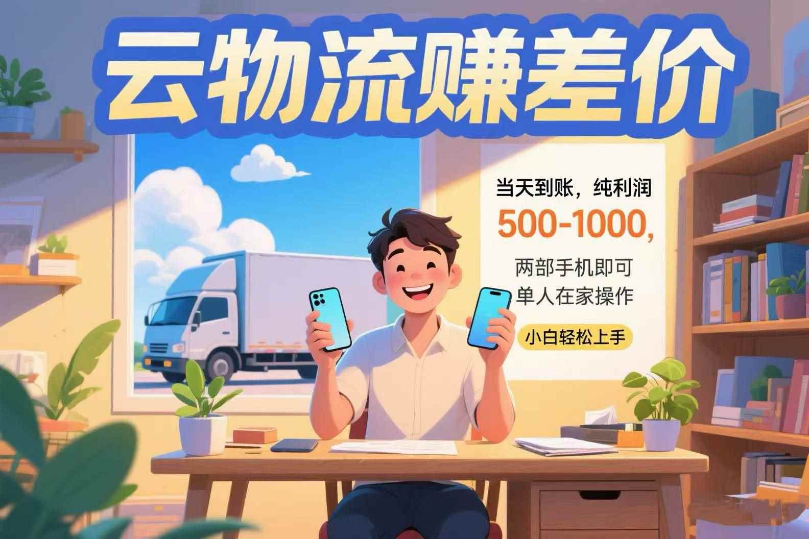 （15492期）云物流赚差价 当天到账纯利润500-1000 两部手机即可 可单人在家操作 小…-咩咩网络