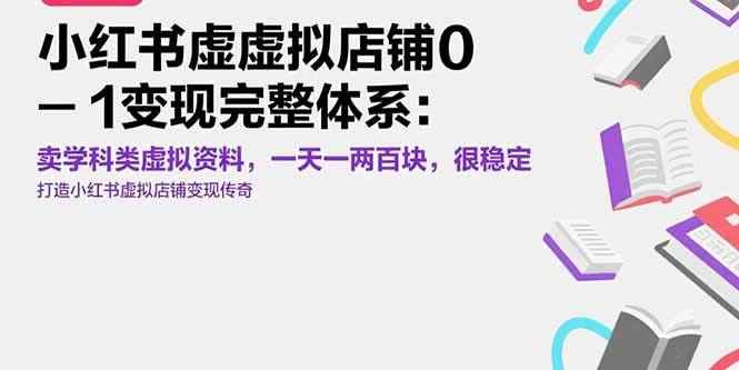 （15489期）小红书虚拟店铺0-1变现完整体系：卖学科类虚拟资料，一天一两百块，很稳定-咩咩网络