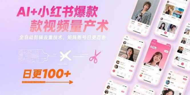 （15542期）AI+小红书爆款视频量产术：全自动剪辑去重技术，矩阵账号日更百条-咩咩网络