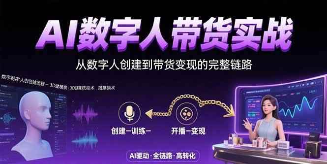 （15548期）AI数字人+带货实战：从数字人创建到带货变现的完整链路-咩咩网络