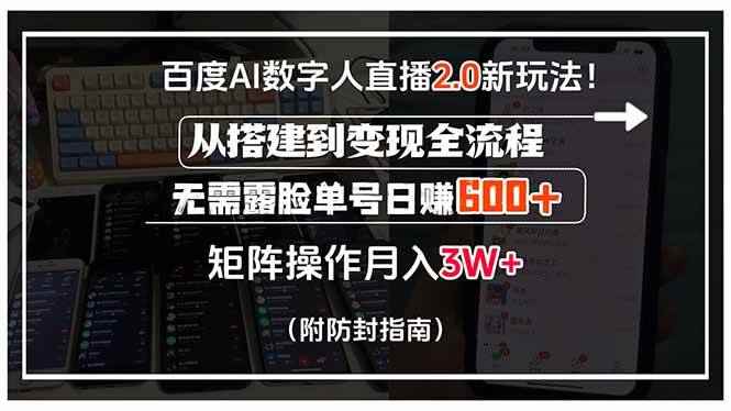 （15555期）百度AI数字人直播2.0新玩法！从搭建到变现全流程，无需露脸单号日赚600…-咩咩网络