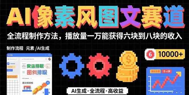 （15572期）AI像素风图文赛道：全流程制作方法，播放量一万能获得6块到8块的收入-咩咩网络