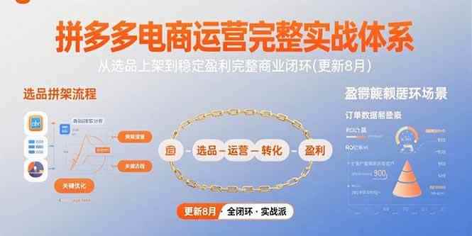 （15579期）拼多多电商运营完整实战体系，从选品上架到稳定盈利完整商业闭环(更新8月)-咩咩网络