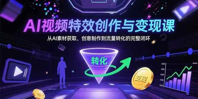 （15587期）AI视频特效创作与变现课：从AI素材获取、创意制作到流量转化的完整闭环-咩咩网络