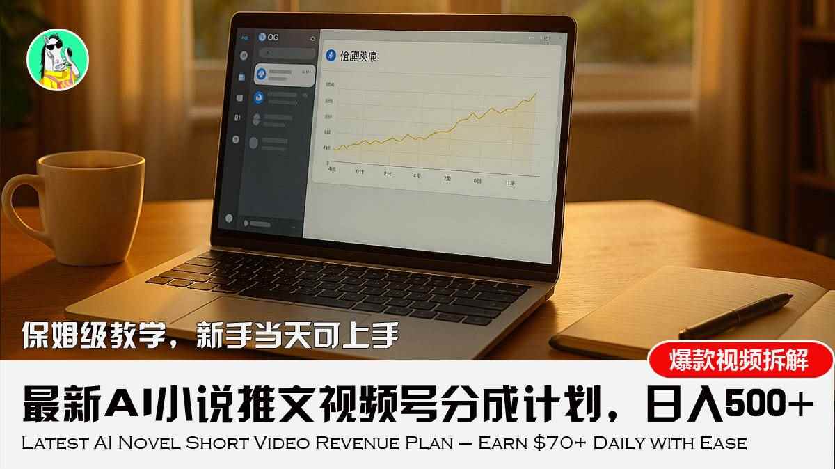 （15614期）最新AI小说推文视频号分成计划，新手小白也能当天日入500+教程-咩咩网络