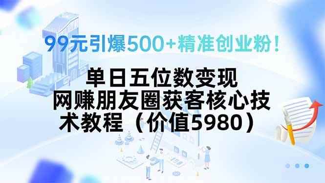 （15642期）99元引爆500+精准创业粉！单日五位数变现，网赚朋友圈获客核心技术教程…-咩咩网络