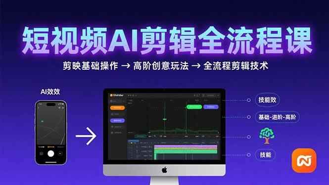 （15647期）短视频AI剪辑技能，从剪映基础操作到高阶创意玩法，全流程剪辑技术-咩咩网络