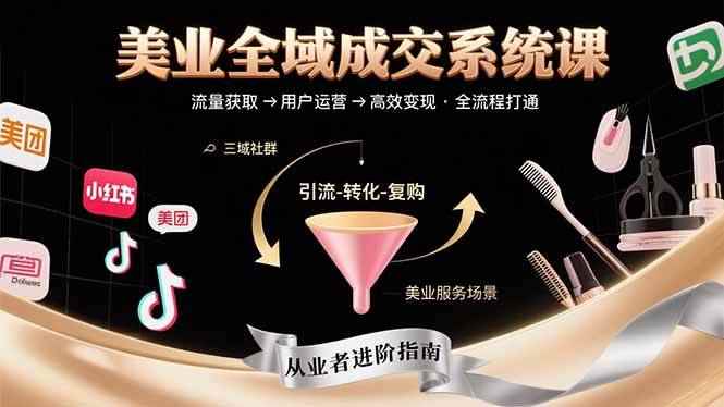 （15650期）美业全域成交系统课程：帮助美业从业者打通从流量获取到高效变现全流程-咩咩网络