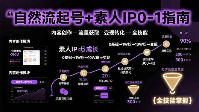 （15683期）自然流起号+素人IP0-1指南，快速掌握内容创作-流量获取-变现转化-全技能-咩咩网络