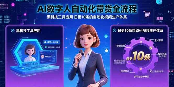 （15699期）AI数字人自动化带货全流程：黑科技工具应用 日更10条的自动化视频生产体系-咩咩网络
